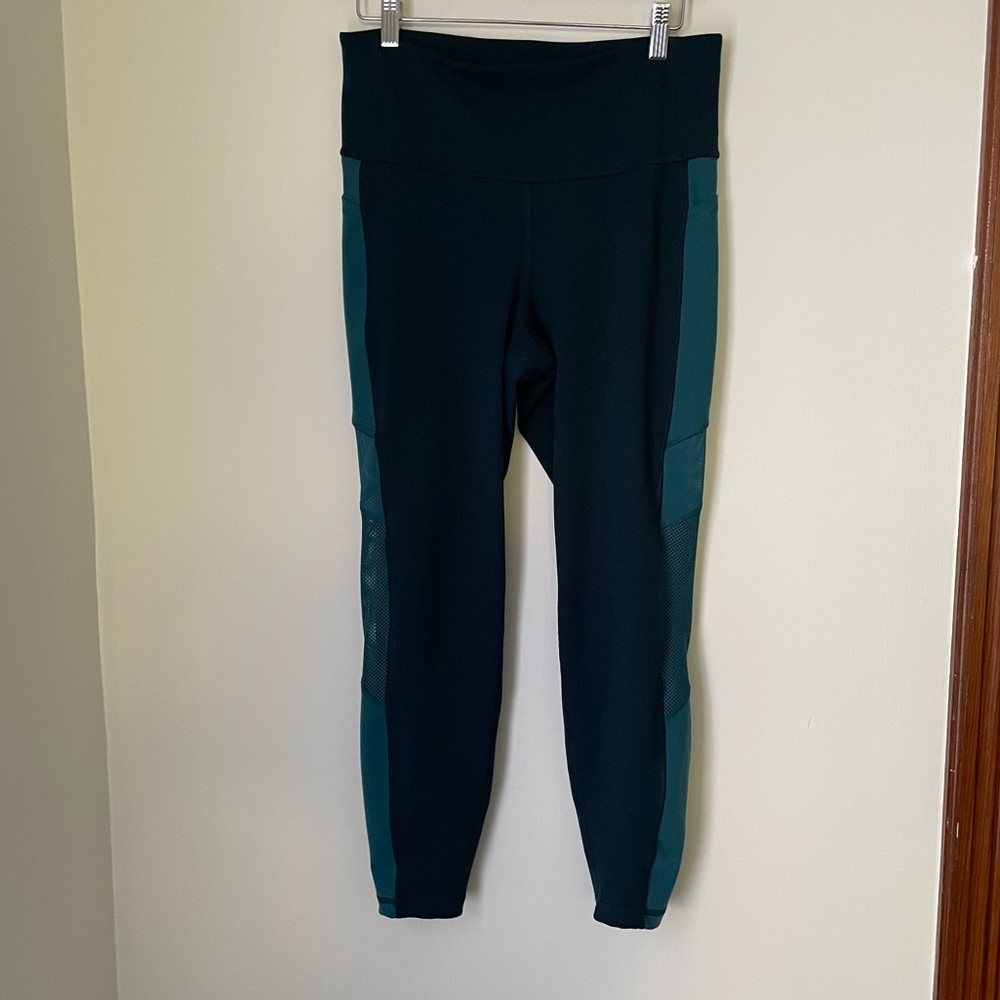 Blue Mesh Cutout Leggings
